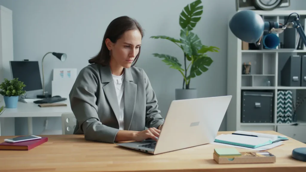 o-que-e-cadastro-positivo mulher olhando para tela do notebook em escritório